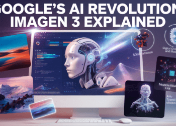 A showcase of Imagen 3 generating a vivid landscape from a simple text prompt, demonstrating its high-quality rendering capabilities.