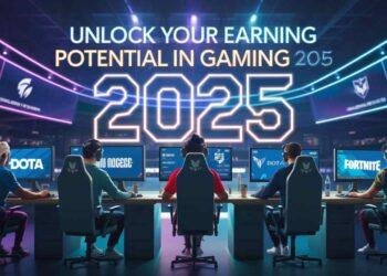 A colorful banner displaying competitive gaming and ways to make money in 2025.