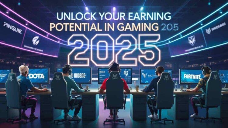 A colorful banner displaying competitive gaming and ways to make money in 2025.