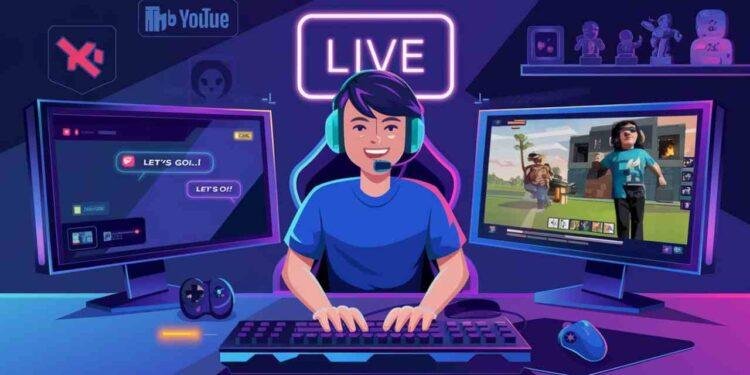 How to Make Money Gaming in 2025: Streaming and Content Creation 6 A vibrant banner showing a gamer streaming with a headset, colorful overlays, and a chat box.