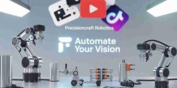 A colorful banner displaying a manufacturing unit with streaming platform graphics.