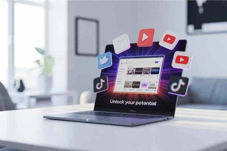 A colorful banner displaying an online store with streaming platform logos.