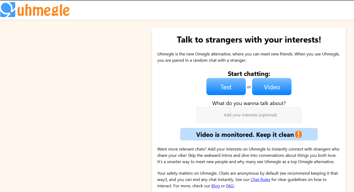 The Top 10 Free Alternatives to Omegle in 2025 5 Uhmegle: Modern safety with a classic chat feel